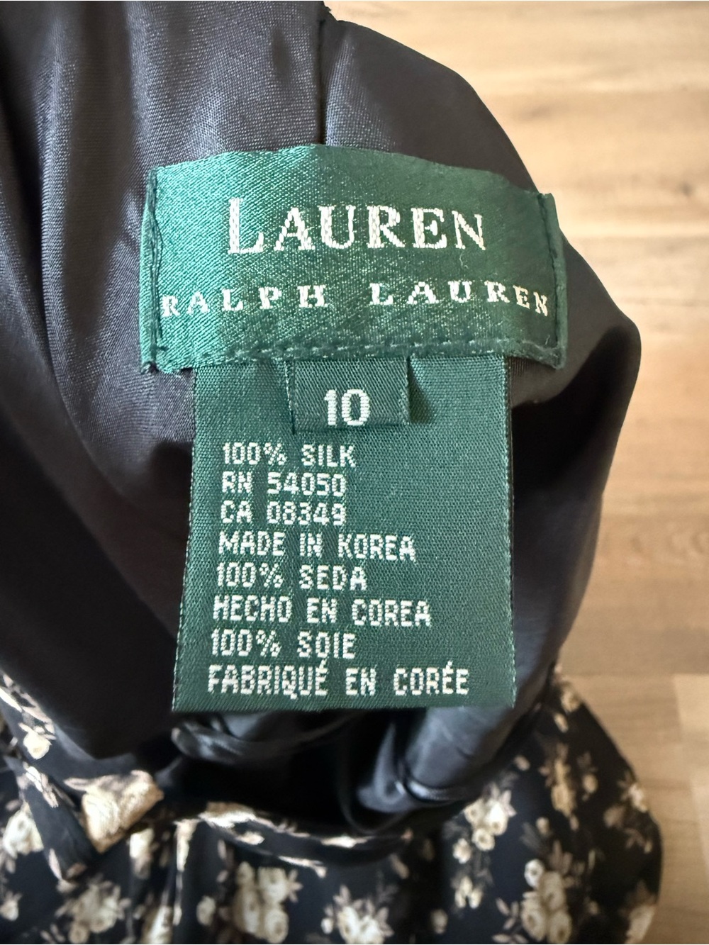 Vintage 90s Ralph Lauren Black Floral Silk Open Back Maxi Dress - US 10 - Picture 6 of 6